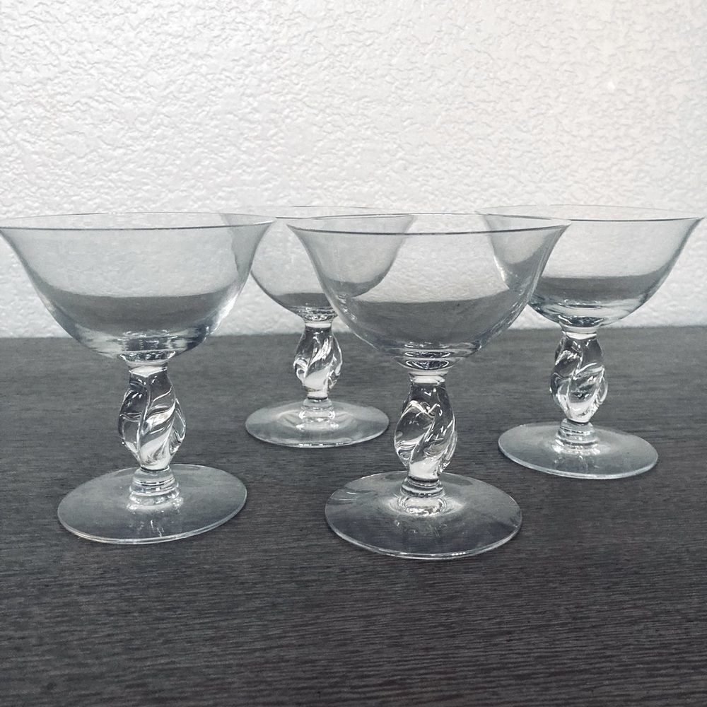 Vintage Glass Crystal Cocktail Glasses Dessert Cups